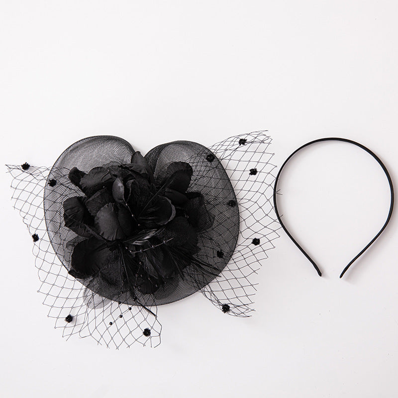 Wholesale Hats Headwear Headdress Tulle Fiber Straw Hat Saucer Hat Veil Hat Wedding Tea Party Elegant Wedding With Butterfly Lace Side Headpiece Headwear